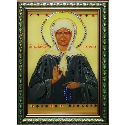 Икона Матрона Московская малая с кристаллами Swarovski (1442)