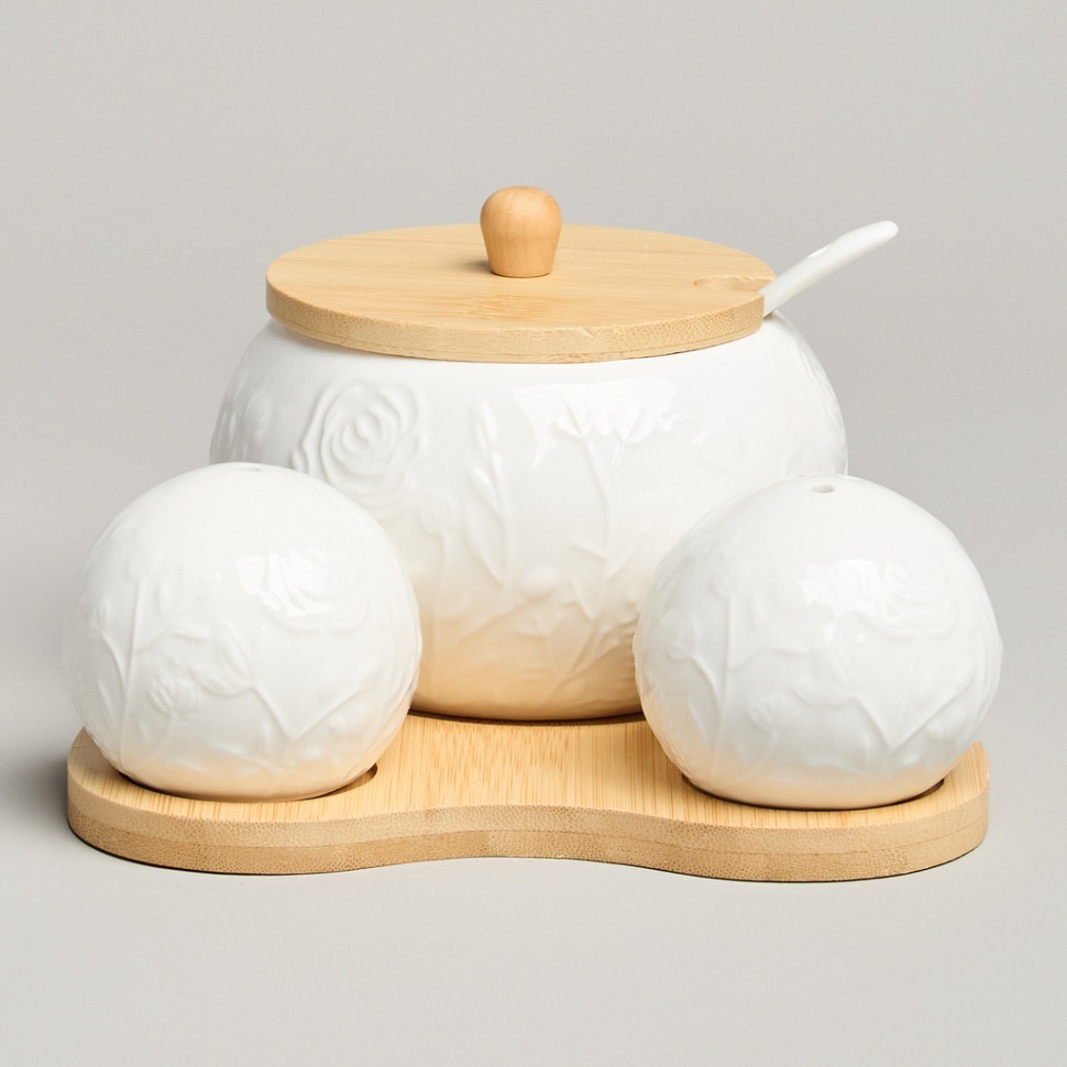 Фото Набор для специй lefard meadow 3 пр. на дер.подставке 15,5*15,5*10 см (587-214)  - интернет-магазин МегаТерем в Москве