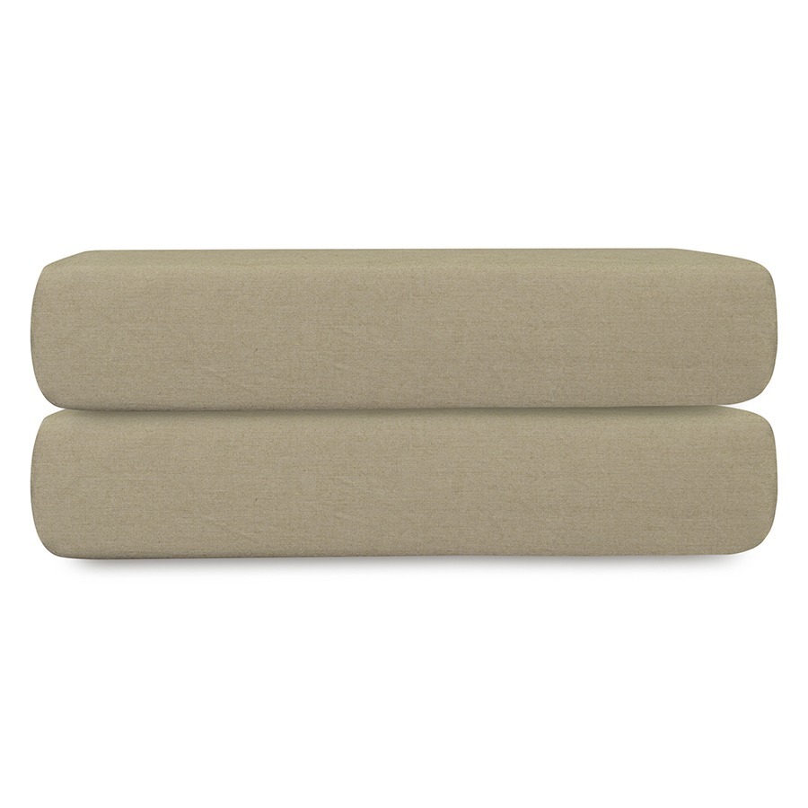 Фото Простыня на резинке из стираного перкаля бежево-серого цвета из коллекции essential, 200х200х30 см (77761) - интернет-магазин МегаТерем в Москве