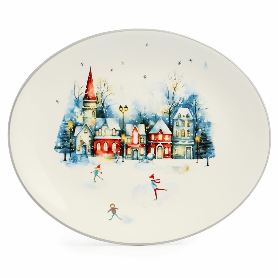 Фото Блюдо овальное agness с новым годом! 31,5*25,5*3 см (358-2340)  - интернет-магазин МегаТерем в Москве