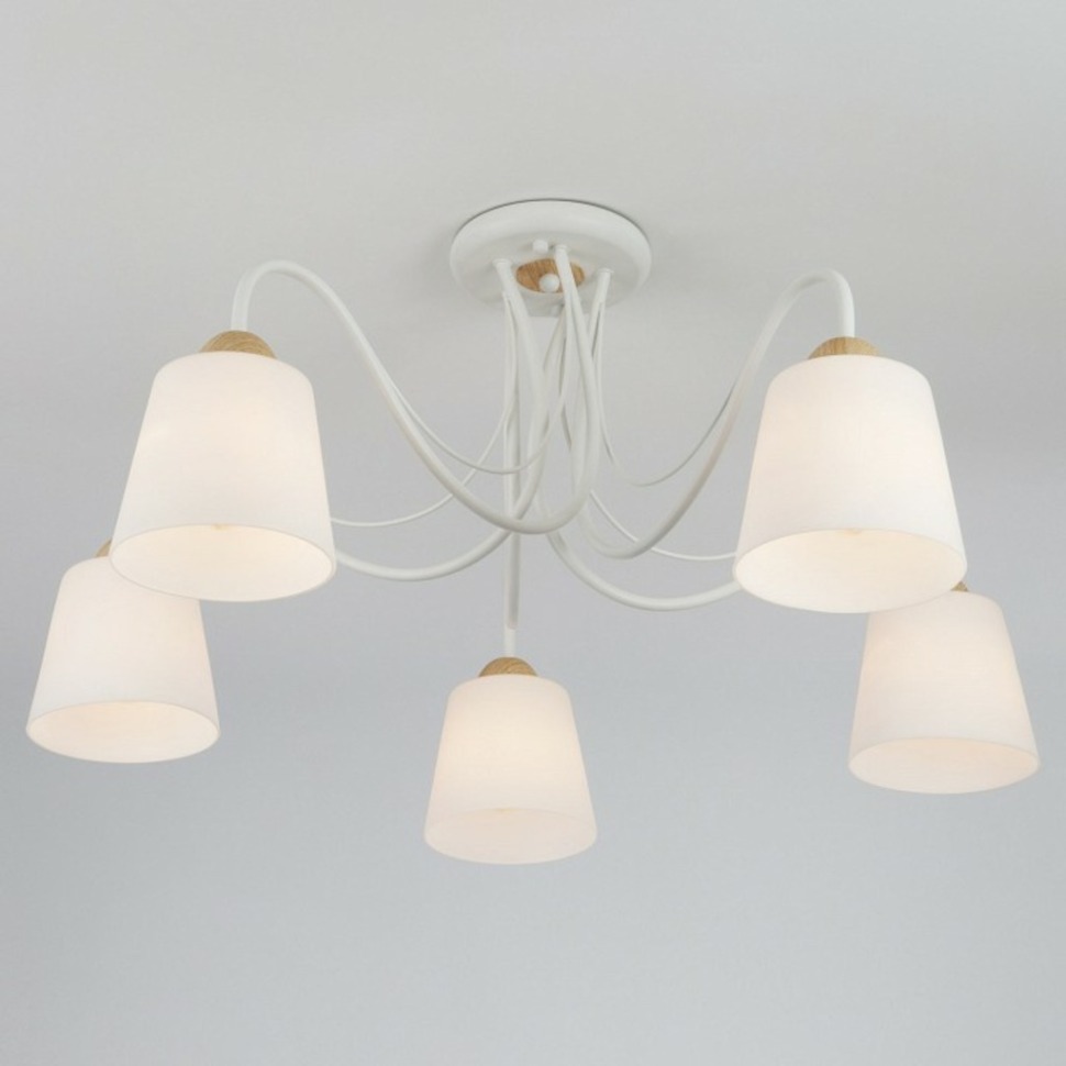 Фото Потолочная люстра Eurosvet Betty 70062/5 белый EV_81856 - интернет-магазин МегаТерем в Москве