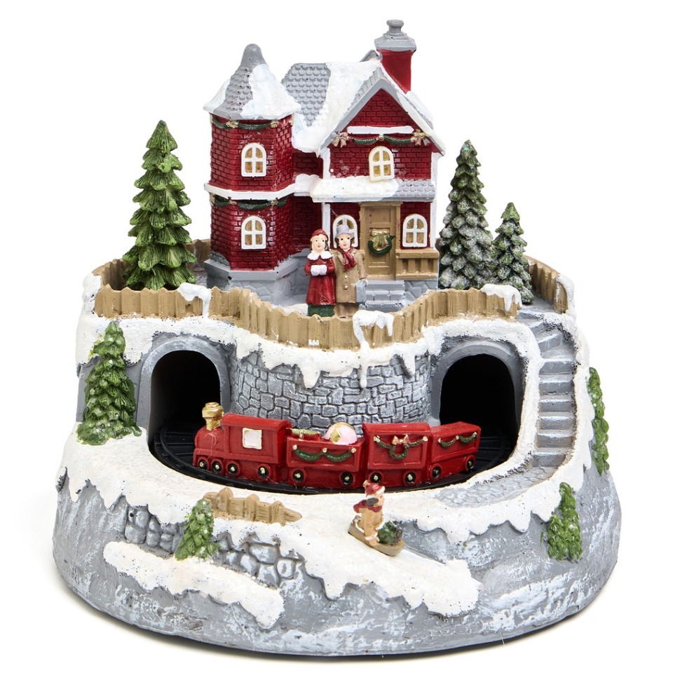 Фото Музыкальная статуэтка загородный домик с led-подсветкой 19,5х19,5х17,5 см Lefard (146-2228) - интернет-магазин МегаТерем в Москве