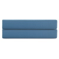 Простыня на резинке из премиального сатина джинсово-синего цвета из коллекции essential,  180х200х30 (79844)