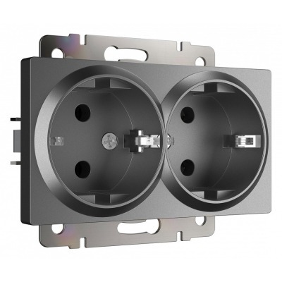 Розетка двойная с заземлением, без рамки Werkel графит матовый W1172064 WRK_a063107