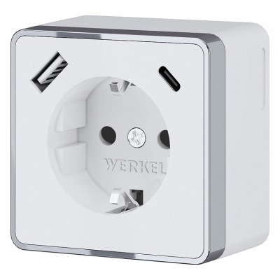 Розетка с заземлением и со шторками и USB Werkel Gallant (белая) W5071701 WRK_a057698