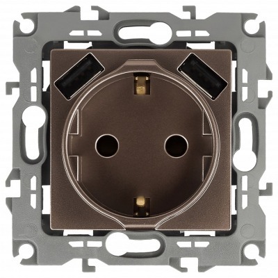 Розетка с заземлением и со шторкой и 2хUSB, без рамки Эра Эра 12 12-4109-13 ER_B0047847