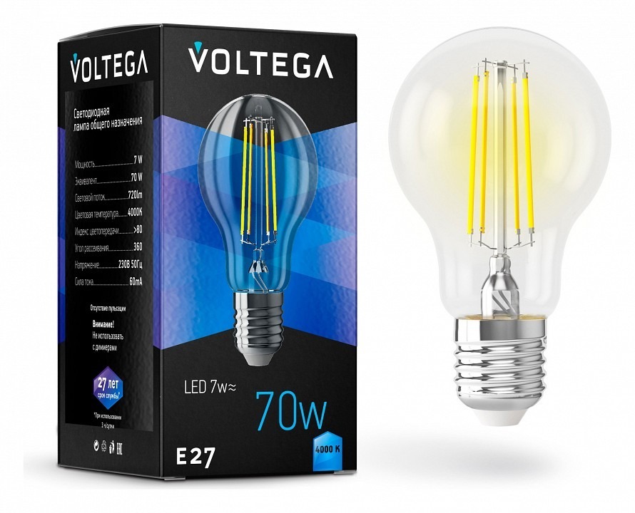 Фото Лампа светодиодная Voltega General purpose bulb E27 7W E27 7Вт 4000K 7141 VLG_7141 - интернет-магазин МегаТерем в Москве