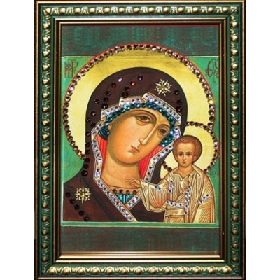 Икона Божией Матери Казанская малая с кристаллами Swarovski (1443)