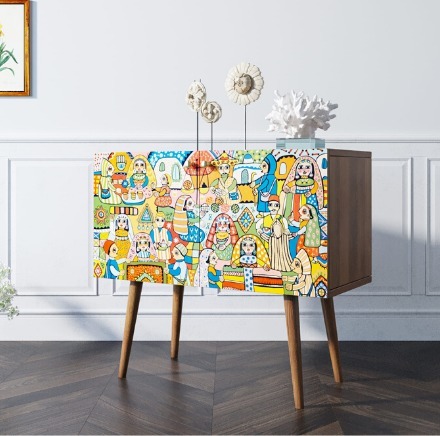 Фото Комод на высоких ножках Berber малый 1 принт арт BB13/Print_01-ET - интернет-магазин МегаТерем в Москве