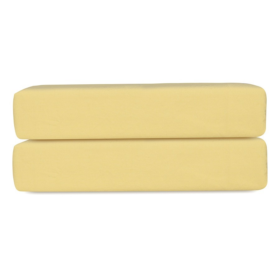 Фото Простыня на резинке из стираного перкаля светло-желтого цвета из коллекции essential, 160х200х30 см (77762) - интернет-магазин МегаТерем в Москве