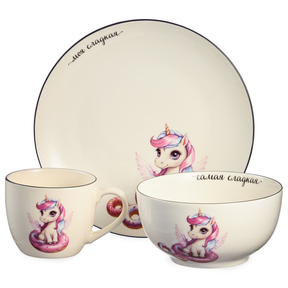 Фото Набор посуды lefard самая сладкая 3 пр. (кружка 240мл, салатник 500мл, тарелка 20,5см) (260-1072)  - интернет-магазин МегаТерем в Москве