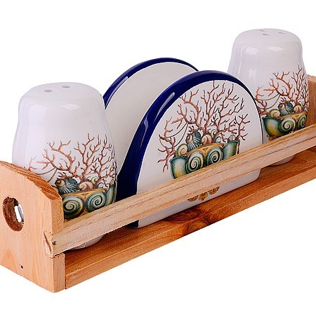 Фото Набор для специй на подставке + салфетница Страна чудес LORAINE (30814) - интернет-магазин МегаТерем в Москве