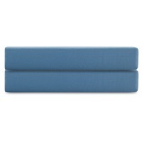 Простыня на резинке из премиального сатина джинсово-синего цвета из коллекции essential, 200х200х30 (79845)