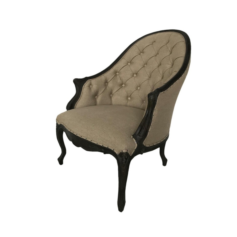 Фото Кресло CH-23BF, каркас массив дуба, обивка лен, Cream, ROOMERS FURNITURE - интернет-магазин МегаТерем в Москве