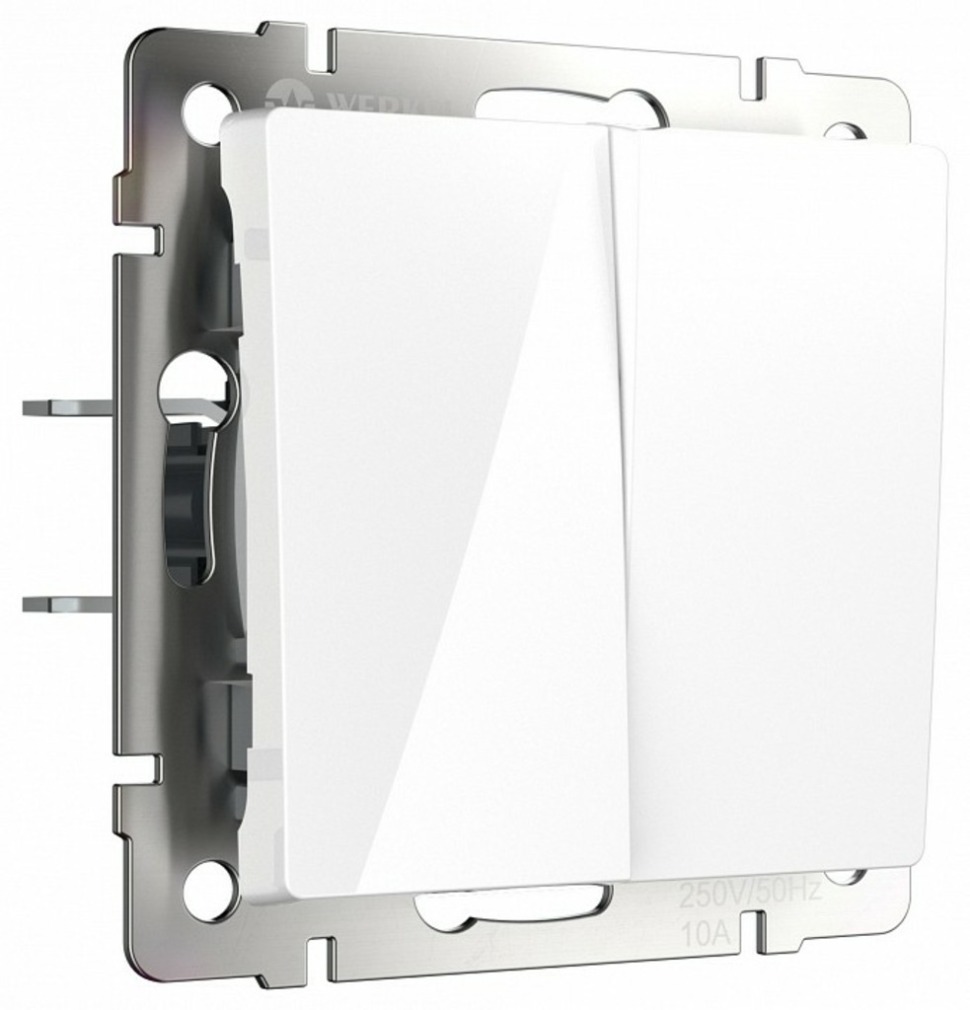 Фото Выключатель проходной двухклавишный без рамки Werkel белые W1122001 WRK_a051126 - интернет-магазин МегаТерем в Москве