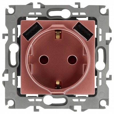 Розетка с заземлением и со шторкой и 2хUSB, без рамки Эра Эра 12 12-4109-14 ER_B0047848