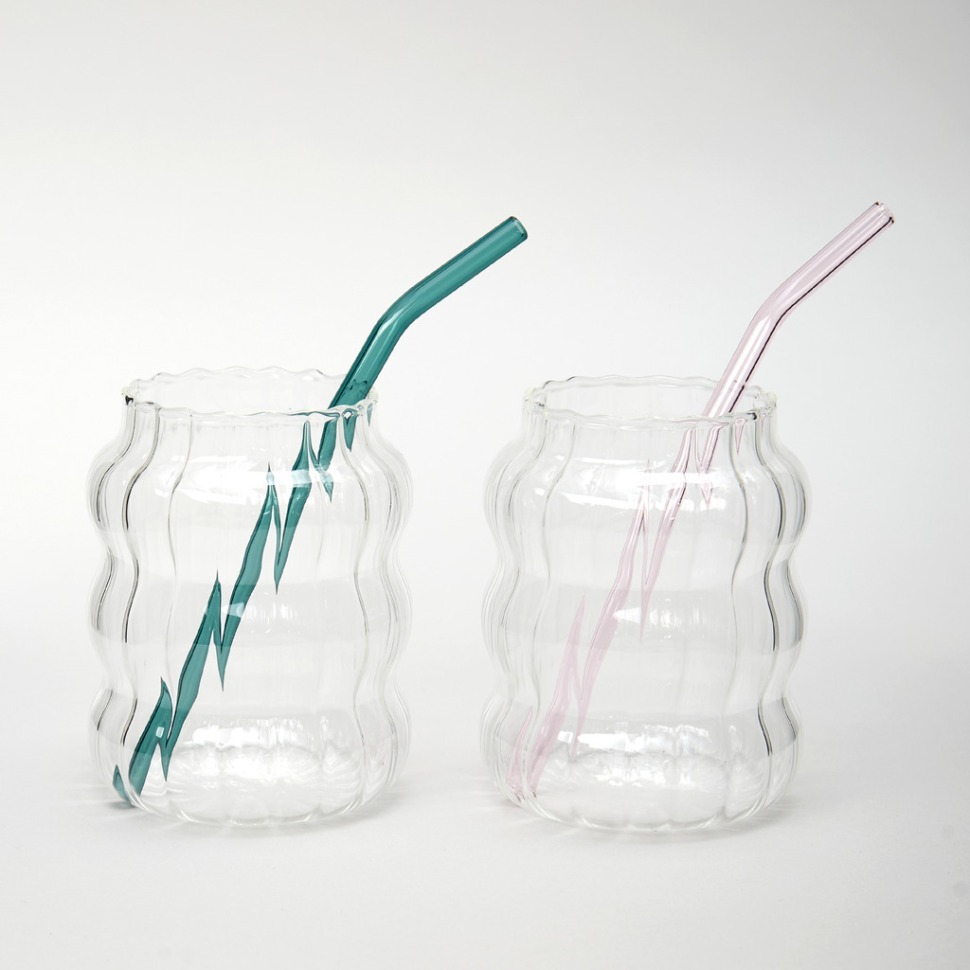 Фото Набор стаканов из 2-х шт. со стекл. трубочками 600 мл Agness (887-291) - интернет-магазин МегаТерем в Москве