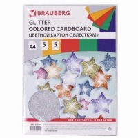 Картон цветной Brauberg А4 5 листов 5 цветов 280 г/м2 124748 (3) (87129)