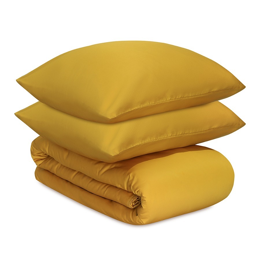 Фото Комплект постельного белья из премиального сатина горчичного цвета из коллекции essential, 150х200 см (78454) - интернет-магазин МегаТерем в Москве