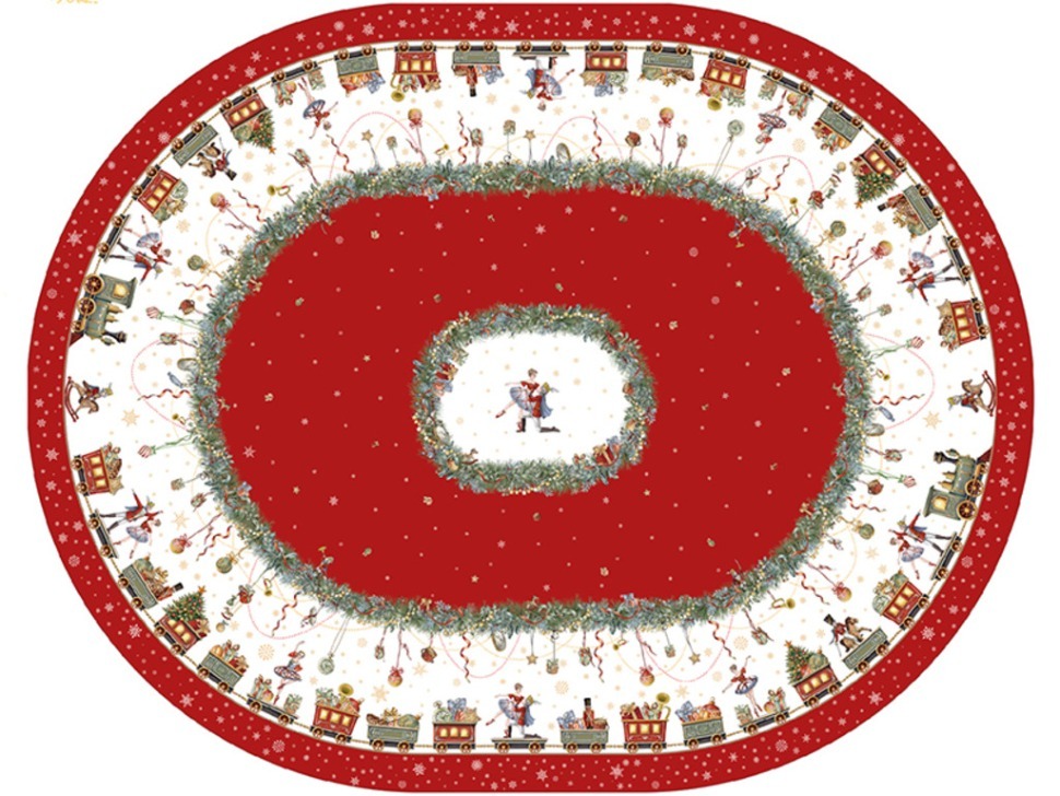 Фото Скатерть  овальная  щелкунчик ,140х180см ,красный, 100% хлопок ,твил Lefard (850-762-4) - интернет-магазин МегаТерем в Москве