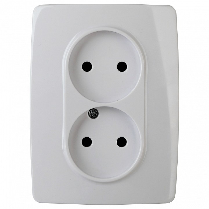 Фото Розетка двойная без заземления Эра Эра 12 12-2107-01 ER_B0031238 - интернет-магазин МегаТерем в Москве