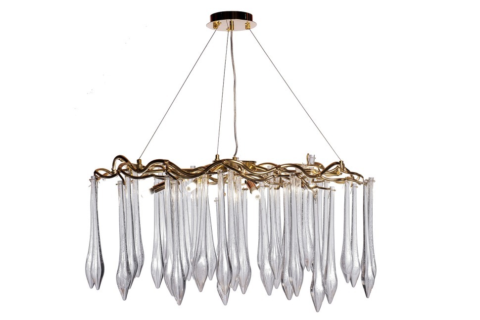 Фото Люстра круглая Капли d.80*h.50см, золото (TT-00013329) - интернет-магазин МегаТерем в Москве