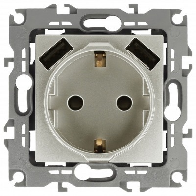 Розетка с заземлением и со шторкой и 2хUSB, без рамки Эра Эра 12 12-4109-15 ER_B0047849