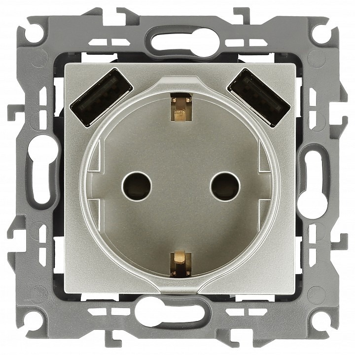 Фото Розетка с заземлением и со шторкой и 2хUSB, без рамки Эра Эра 12 12-4109-15 ER_B0047849 - интернет-магазин МегаТерем в Москве