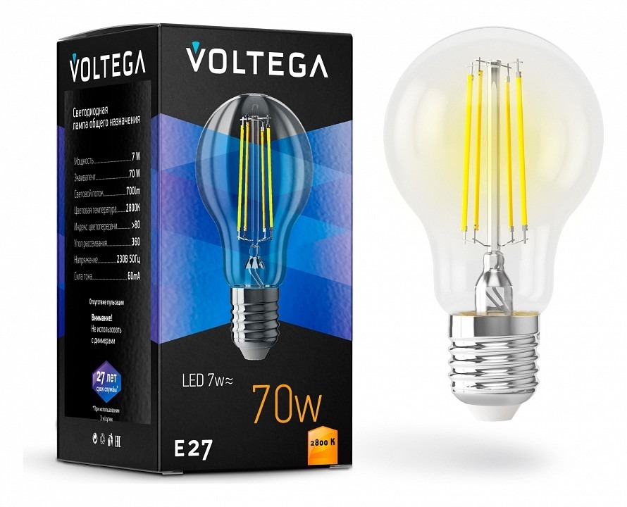 Фото Лампа светодиодная Voltega General purpose bulb E27 7W E27 7Вт 2800K 7140 VLG_7140 - интернет-магазин МегаТерем в Москве