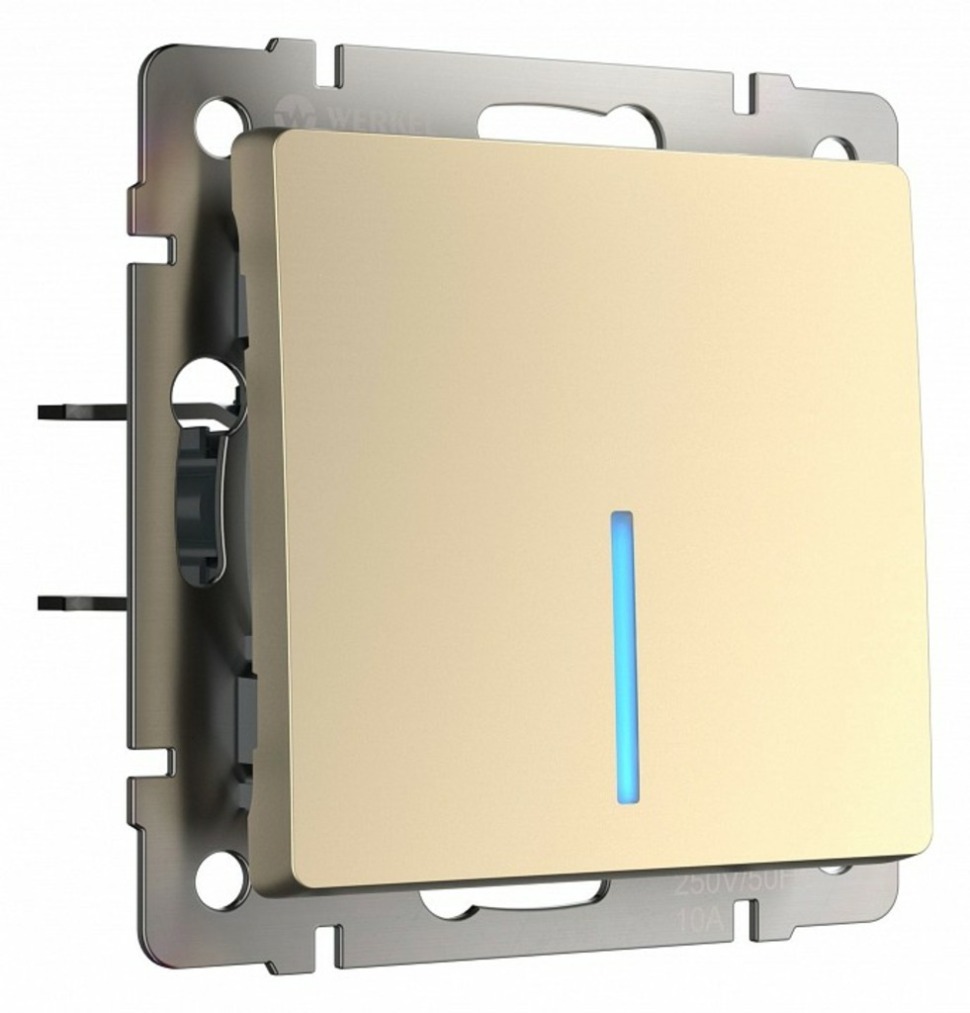 Фото Выключатель одноклавишный с подсветкой без рамки Werkel шампань W1110111 WRK_a050872 - интернет-магазин МегаТерем в Москве