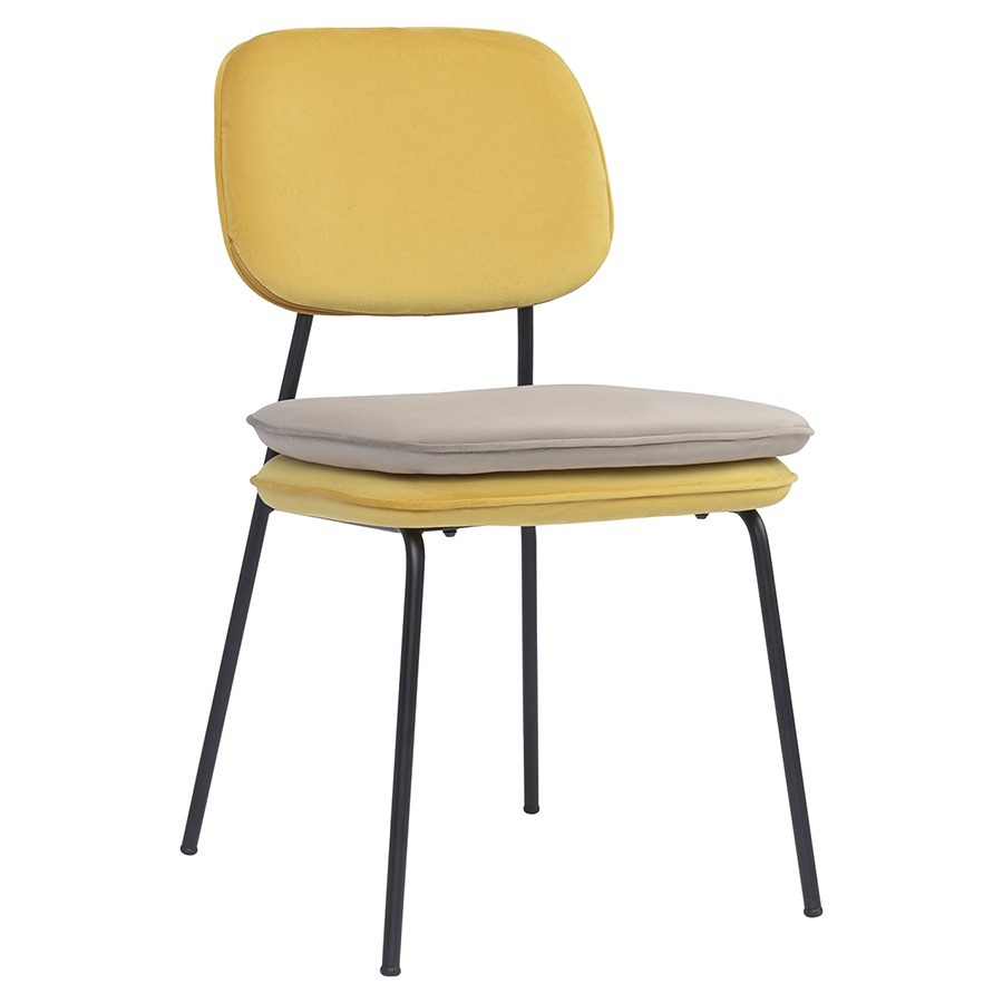 Фото Стул pea, велюр, желтый/бежевый (77069) - интернет-магазин МегаТерем в Москве