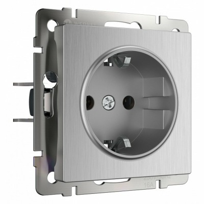 Розетка с заземлением и со шторками, без рамки Werkel cеребряный рифленый W1171109 WRK_a051352