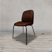 Стул SHELL SHELL/DBrown, каркас металл, обивка натуральная кожа, dark brown, ROOMERS FURNITURE
