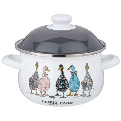 Кастрюля agness эмалированная с эмал.крышкой серия "family farm", 2.0 л, 18*11 см (934-621) 