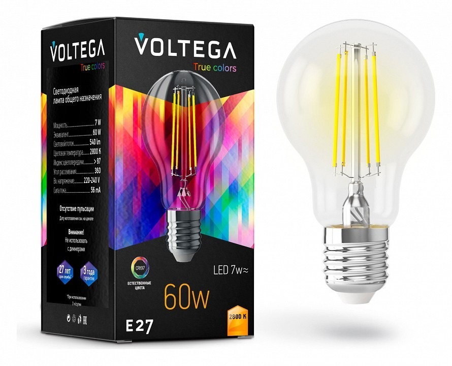 Фото Лампа светодиодная Voltega General purpose bulb E27 7W High CRI E27 7Вт 2800K 7154 VLG_7154 - интернет-магазин МегаТерем в Москве