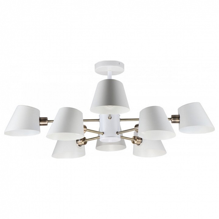 Фото Люстра на штанге Imex MD.9130 MD.9130-8-S WH+AB IMX_MD.9130-8-S_WH_AB - интернет-магазин МегаТерем в Москве