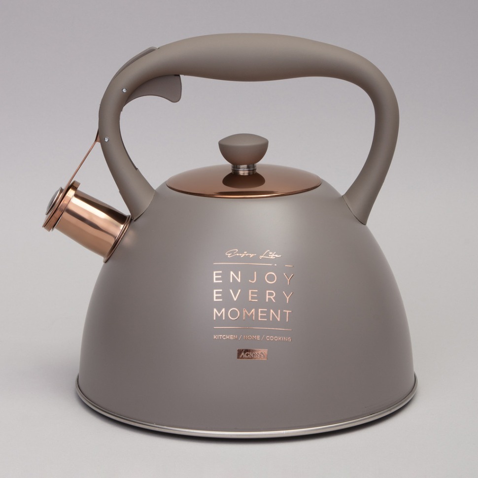 Фото Чайник agness со свистком, 3,0 л термоаккумулирующее дно, индукция (914-158)  - интернет-магазин МегаТерем в Москве