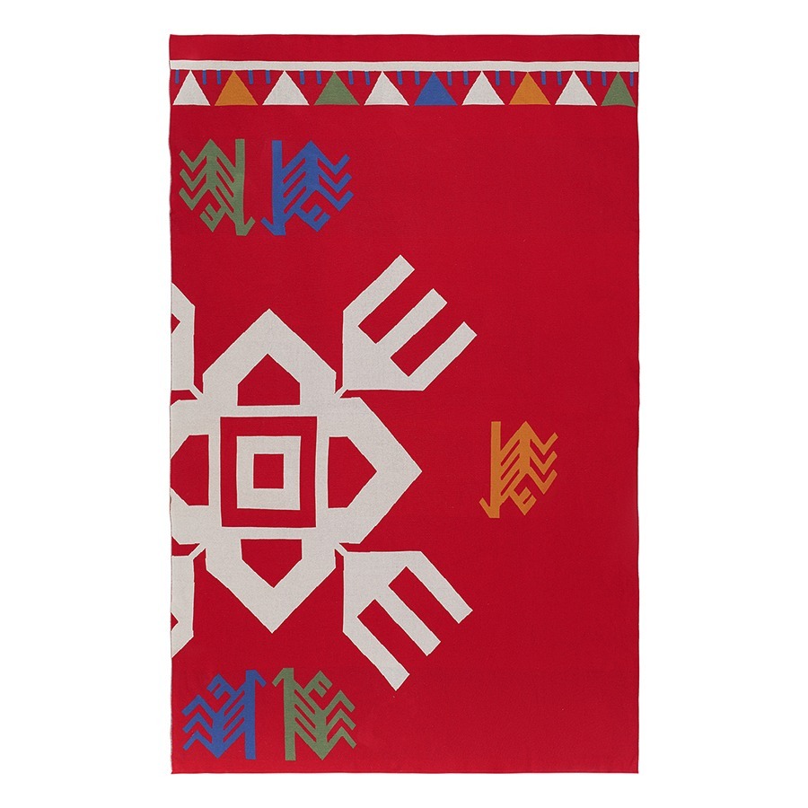 Фото Плед из хлопка по мотивам чувашских орнаментов из коллекции cultural heritage, 130х180 см (76782) - интернет-магазин МегаТерем в Москве