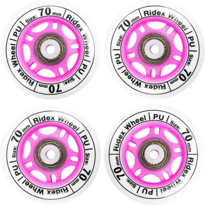 Комплект колес для роликов с подшипниками, 70 мм, белый/розовый (634440)