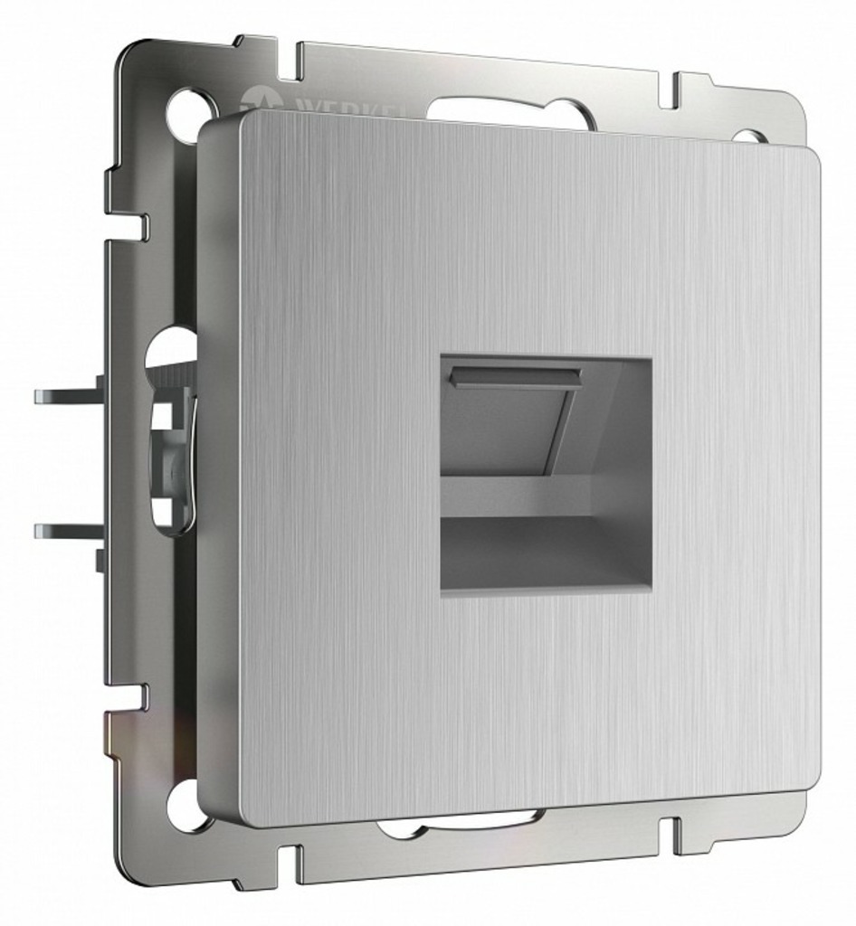 Фото Розетка Ethernet RJ-45 без рамки Werkel cеребряный рифленый W1181009 WRK_a051360 - интернет-магазин МегаТерем в Москве