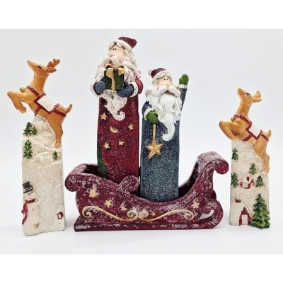 Набор из 5-ти фигурок 2 Деда Мороза, сани, 2 оленя Lefard (162-236-1)