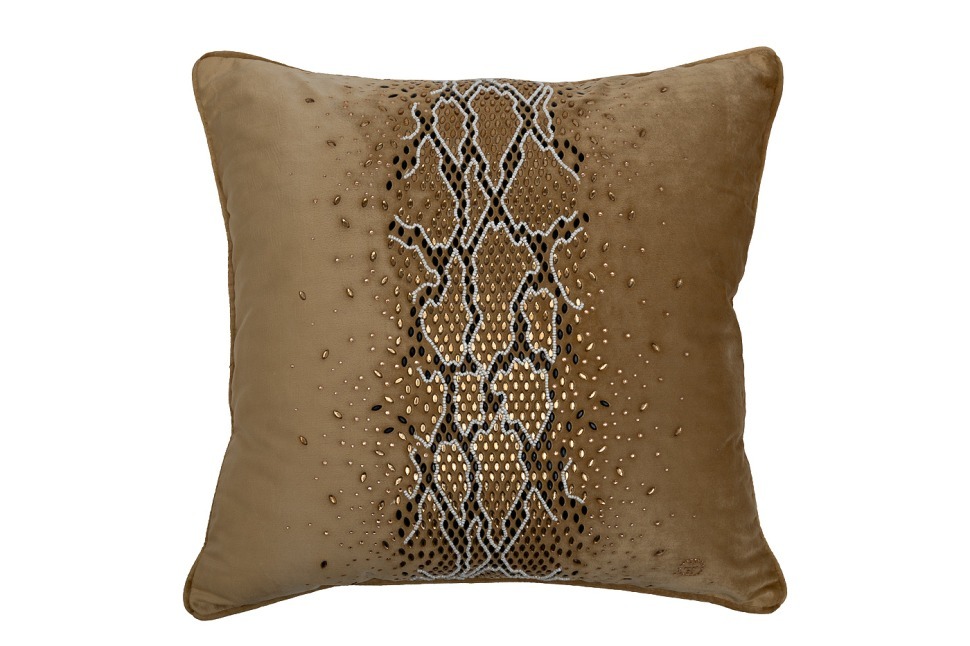 Фото Подушка со стразами Питон золотая 45*45 (TT-00014430) - интернет-магазин МегаТерем в Москве