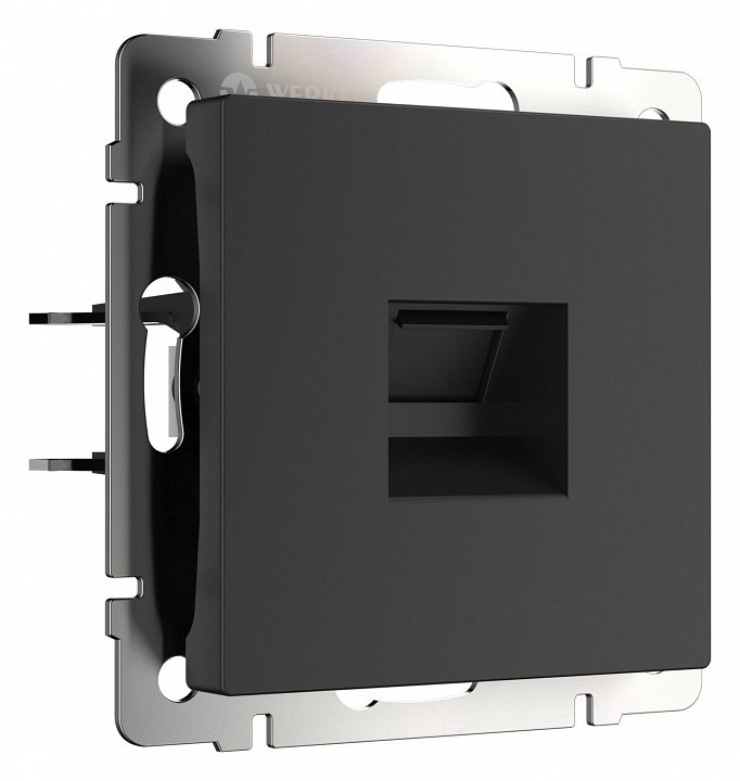 Фото Розетка Ethernet RJ-45 и со шторками, без рамки Werkel черный матовый W5120108 WRK_a069685 - интернет-магазин МегаТерем в Москве