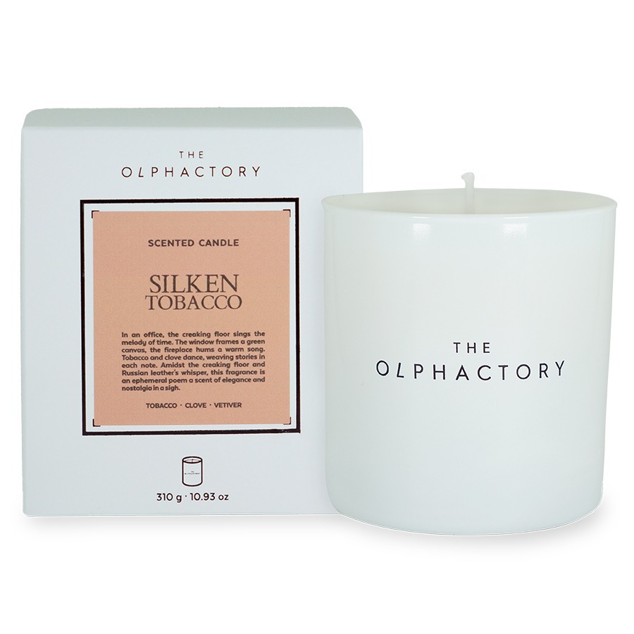 Фото Свеча ароматическая the olphactory, white insignia, silken tobacco, 60 ч (78050) - интернет-магазин МегаТерем в Москве