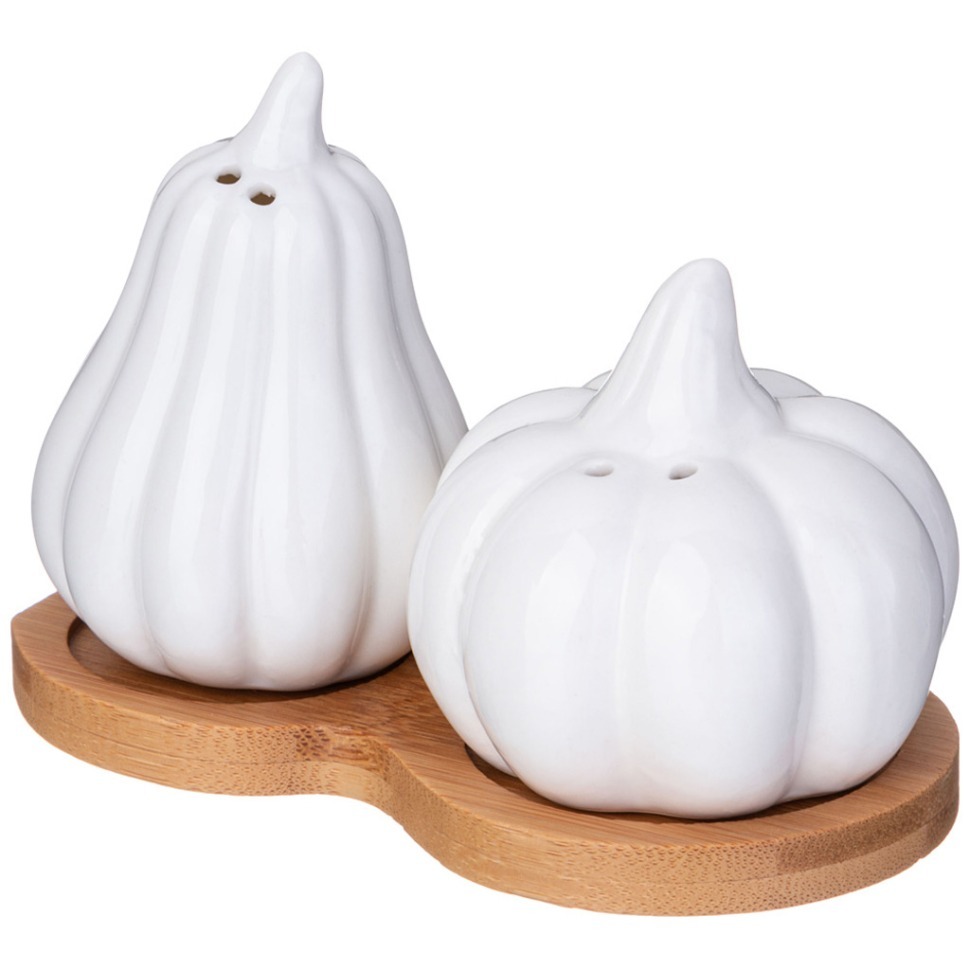 Фото Набор для специй lefard native 2 пр. в форме тыкв на дерев. подставке (587-195)  - интернет-магазин МегаТерем в Москве
