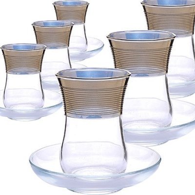 MS Набор 6 стаканов с блюдцами (42021+54201-88)