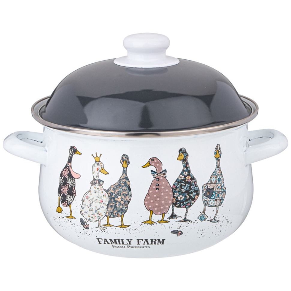 Фото Кастрюля agness эмалированная с эмал.крышкой серия family farm, 2.8 л, 20*12 см (934-622)  - интернет-магазин МегаТерем в Москве