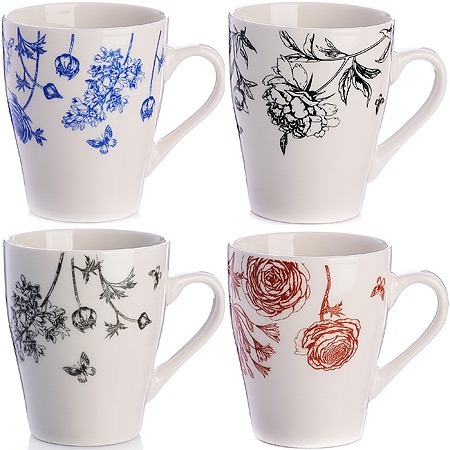 Фото Кружка 340 мл Цветы графика LR (31227) - интернет-магазин МегаТерем в Москве