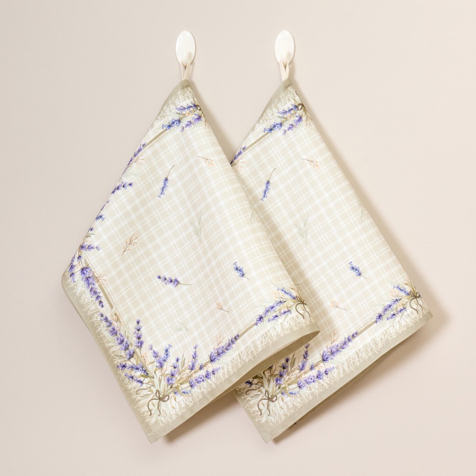 Фото Набор полотенец из 2-х шт душа прованса,40х60см, 100% хлопок,твил,клетка Lefard (850-735-64) - интернет-магазин МегаТерем в Москве