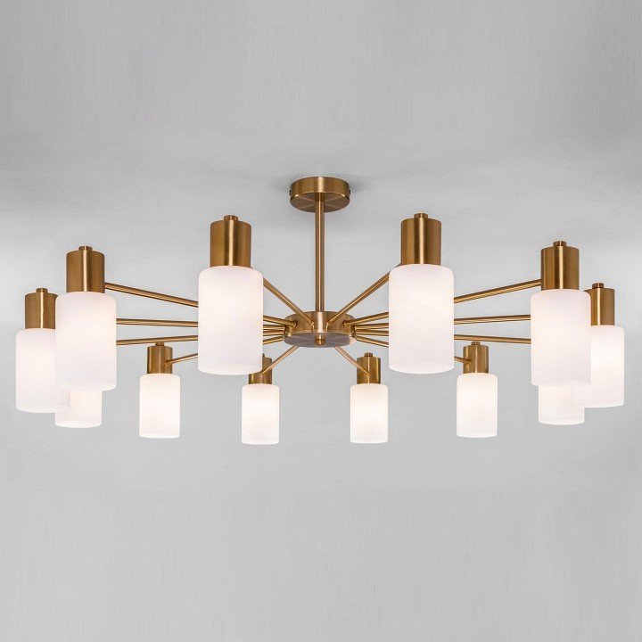 Фото Люстра на штанге Eurosvet Vegga 70160/12 латунь EV_a057111 - интернет-магазин МегаТерем в Москве